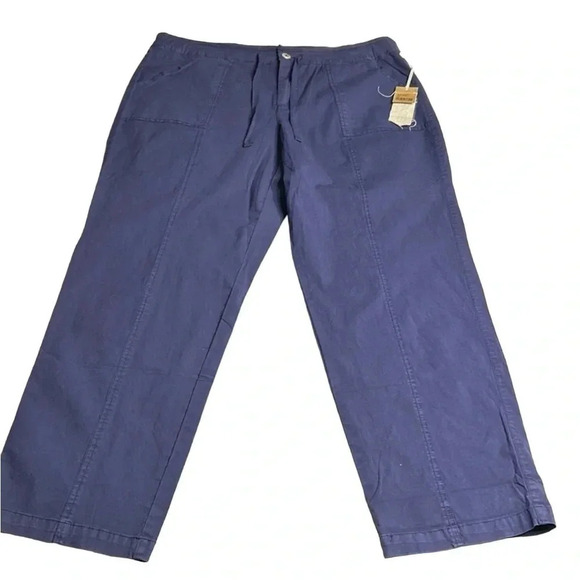 HABITAT  navy cotton pants.NWT 128$ drawstring,zipper,pockets,utility,coastal - Picture 2 of 16